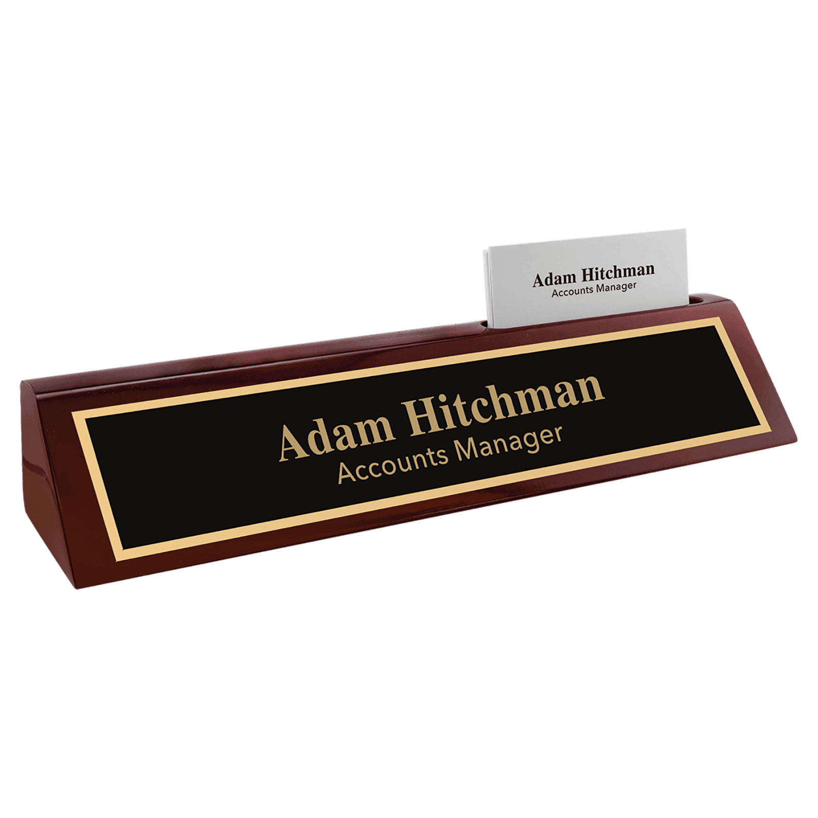Rosewood Piano Finish Desk Wedge with Business Card Holder