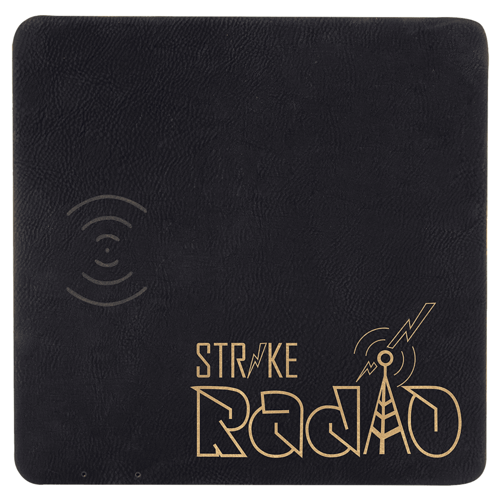 Black/Gold Laserable Leatherette Phone Charging Mat
