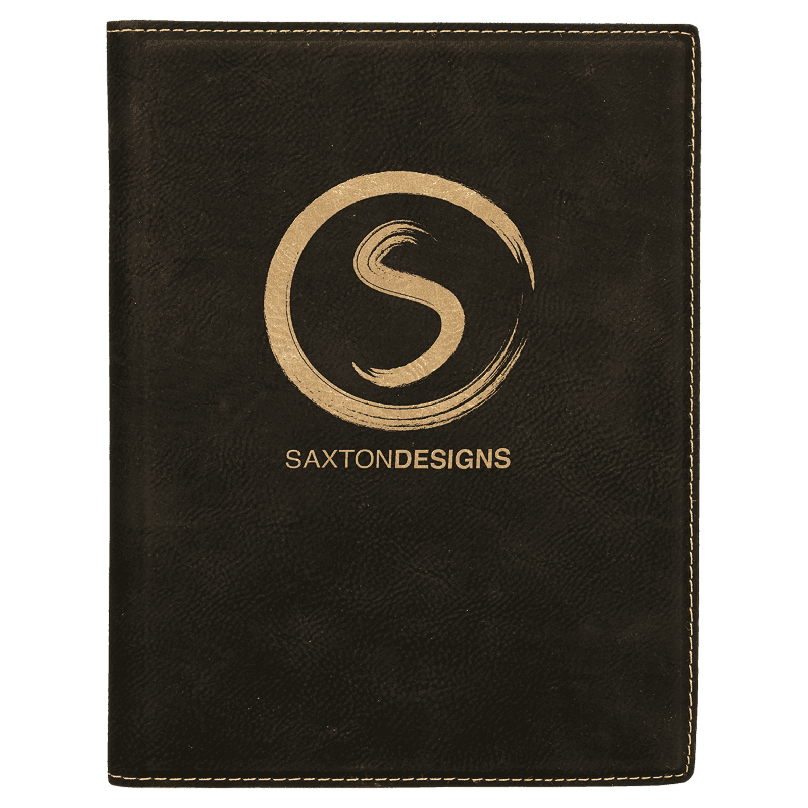 Black/Gold Small Leatherette Portfolio with Notepad