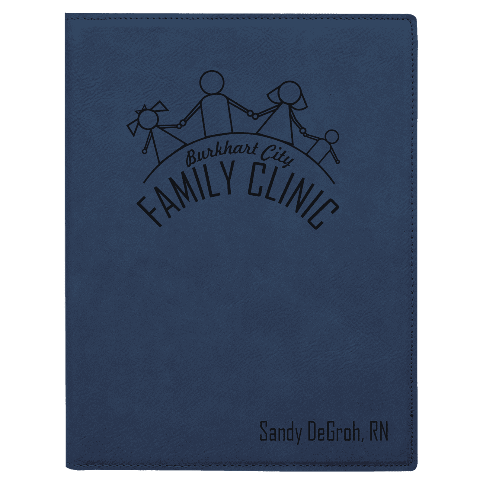 Blue/Black Small Leatherette Portfolio with Notepad