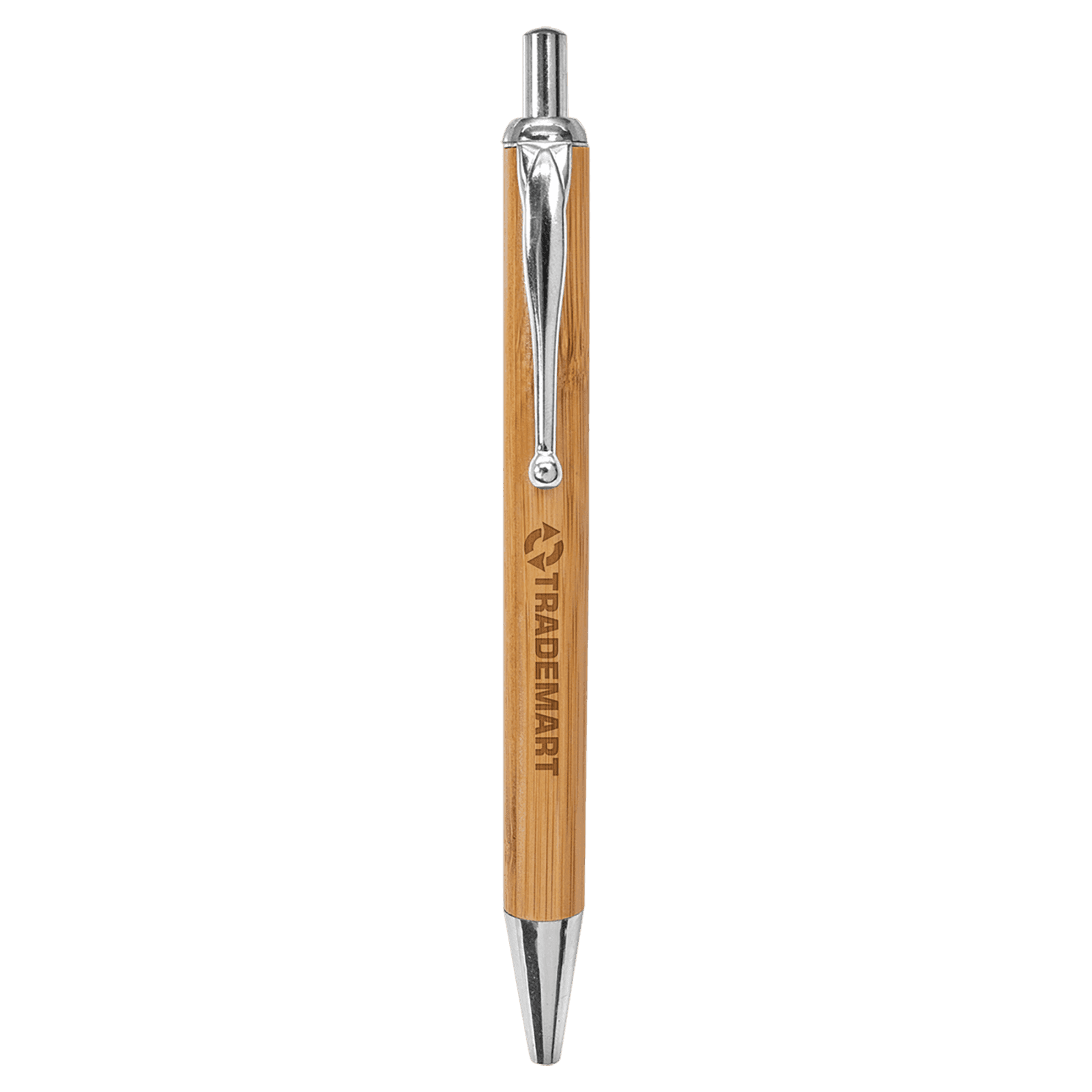 Genuine Bamboo Ballpoint Pen with Silver Trim
