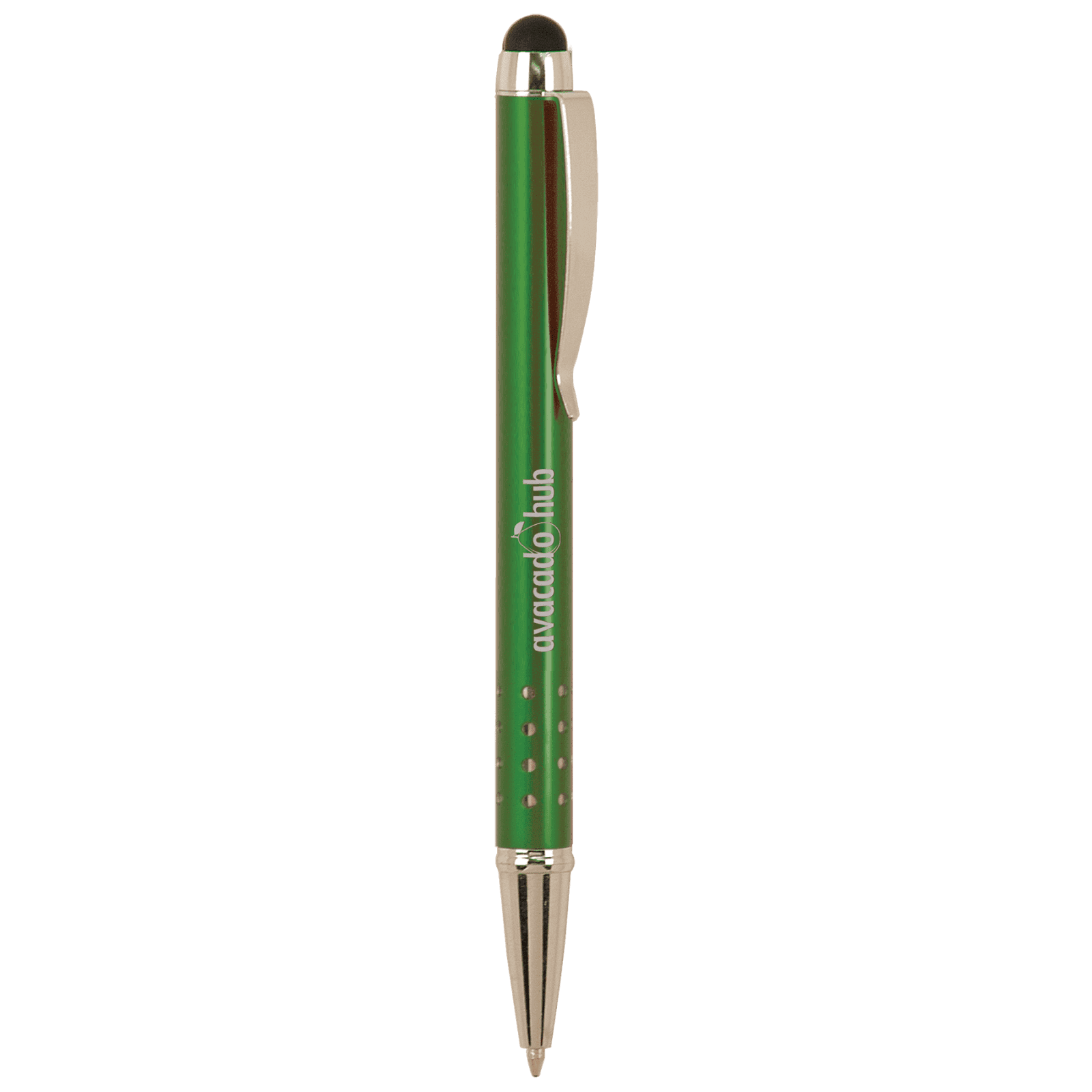 Gloss Green Ballpoint Pen with Stylus & Silver Trim