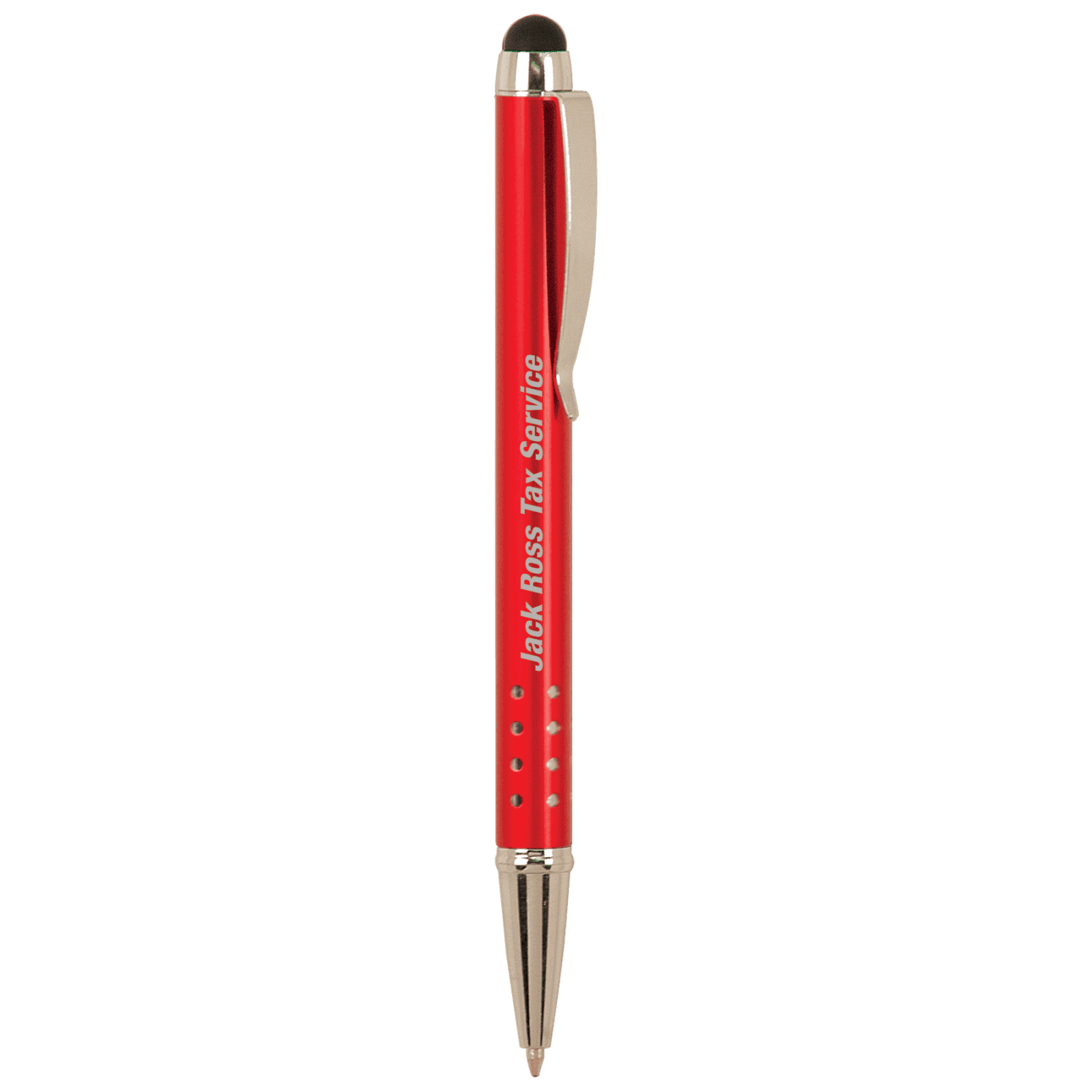 Gloss Red Ballpoint Pen with Stylus & Silver Trim