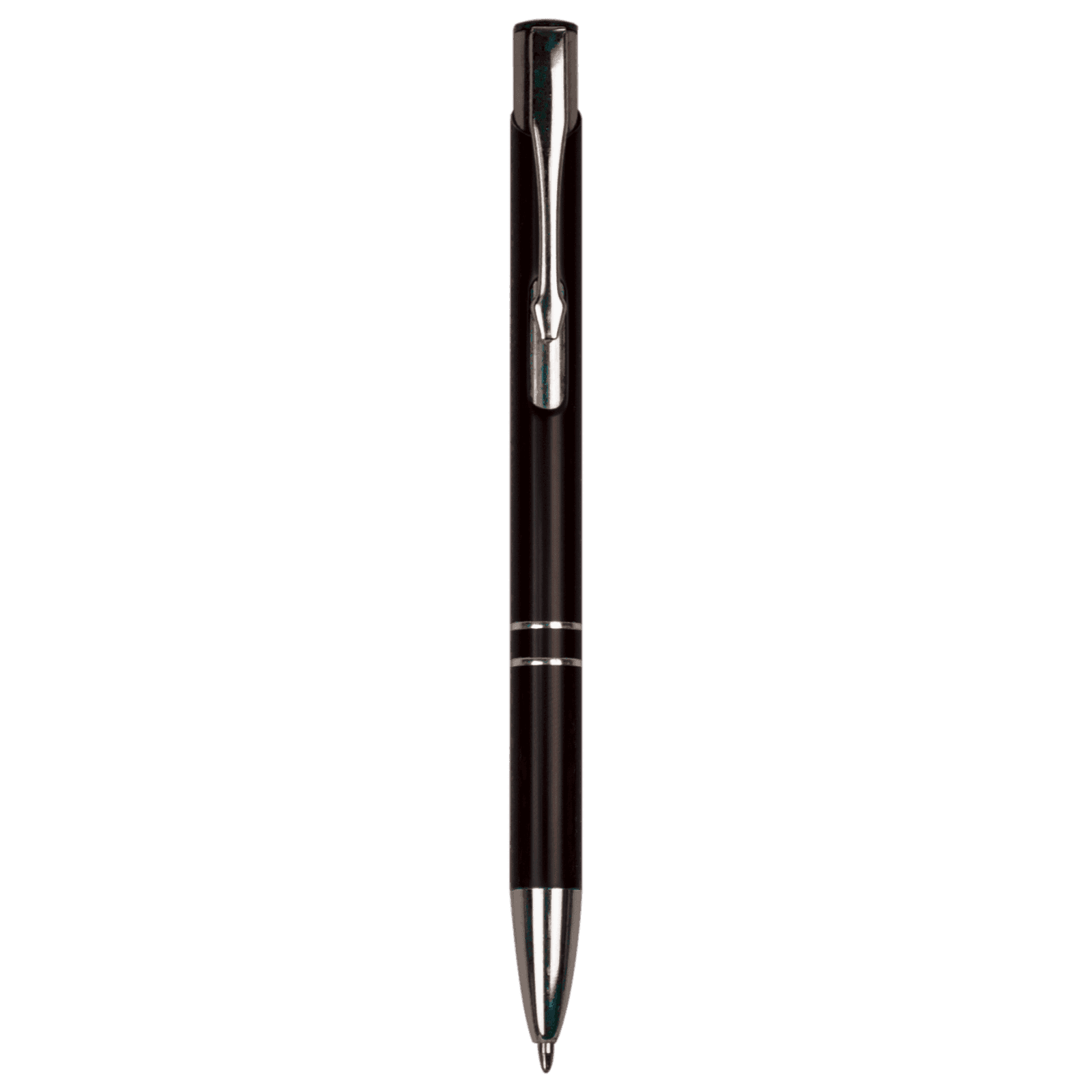 Gloss Black Ballpoint Pen with Silver Trim