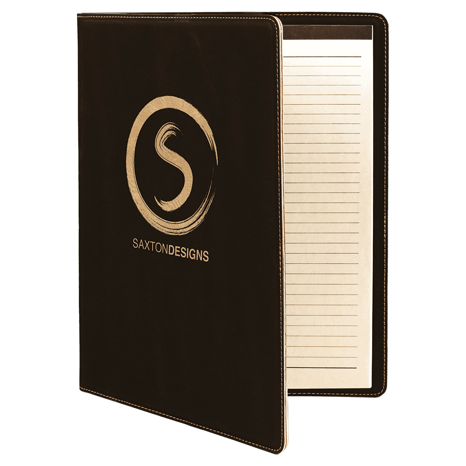Black/Gold Leatherette Portfolio with Notepad