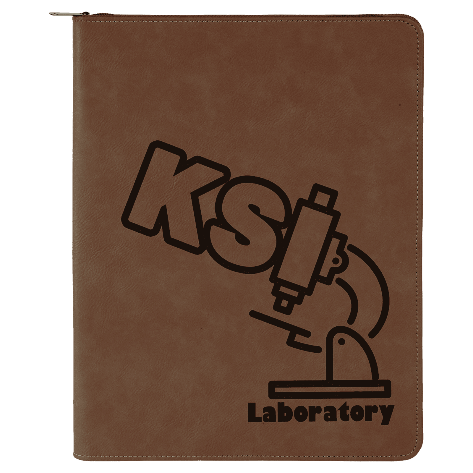 Dark Brown Leatherette Portfolio with Zipper & Notepad