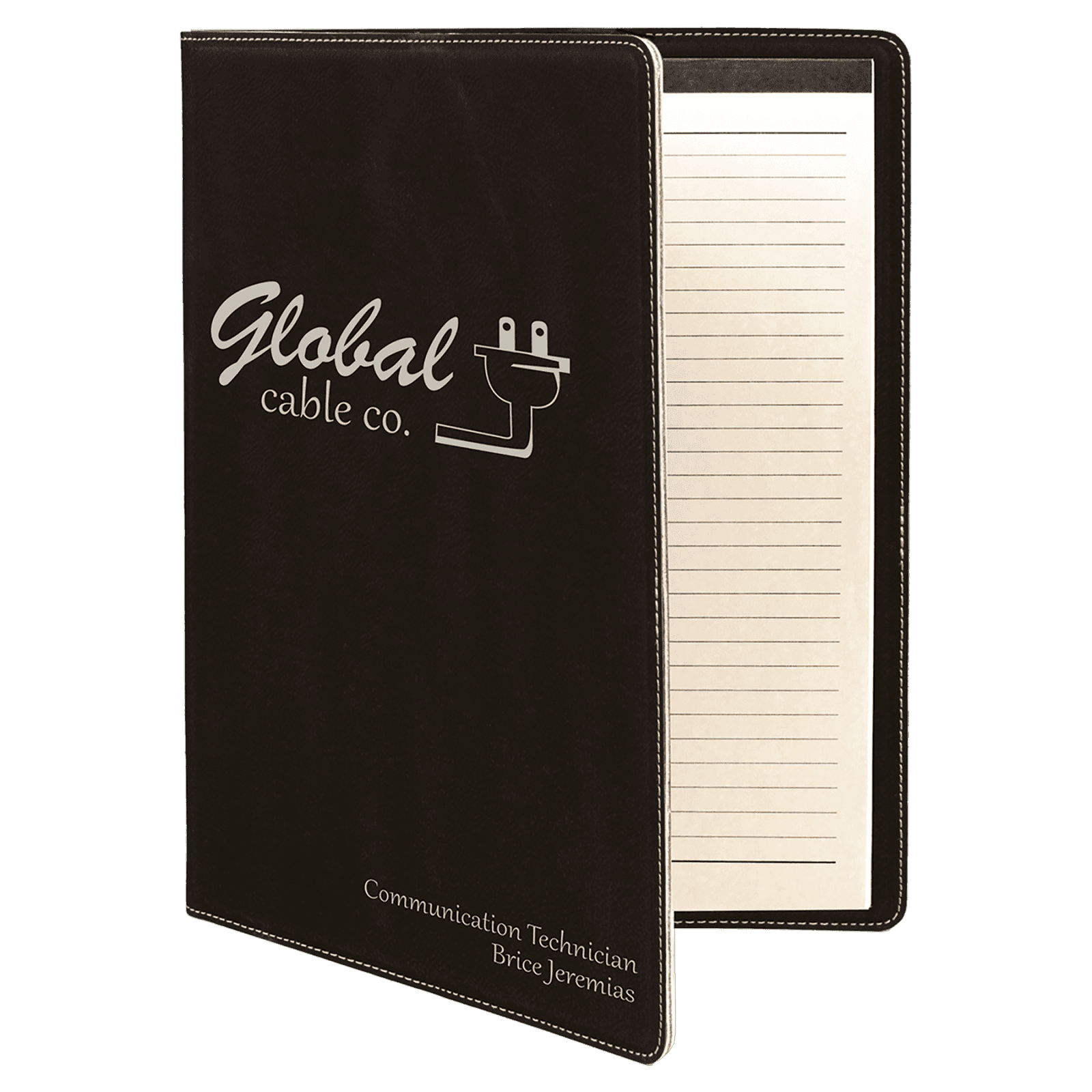 Black/Silver Leatherette Portfolio with Notepad