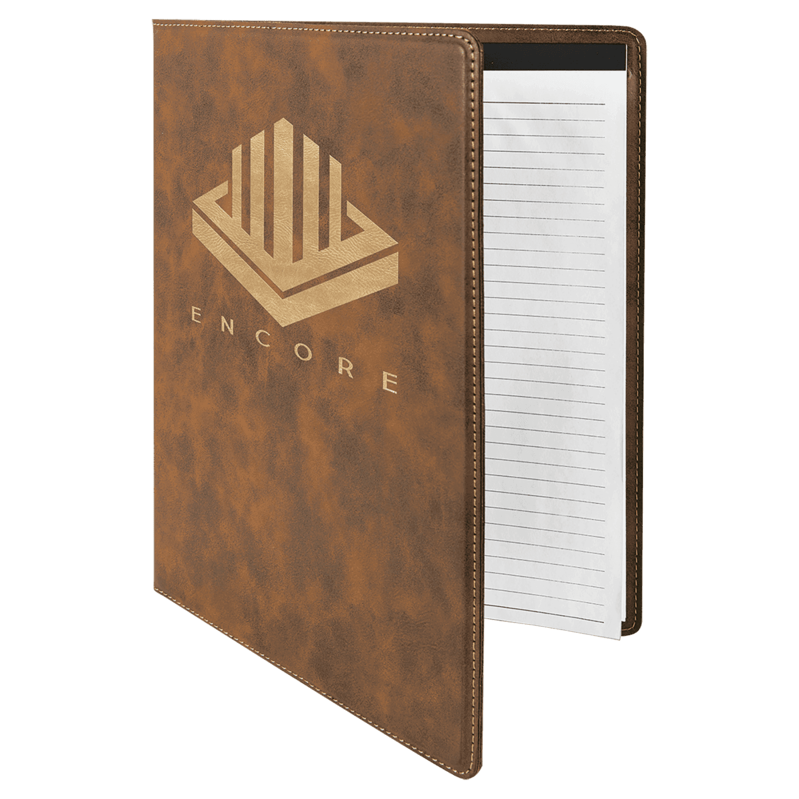 Rustic/Gold Leatherette Portfolio with Notepad