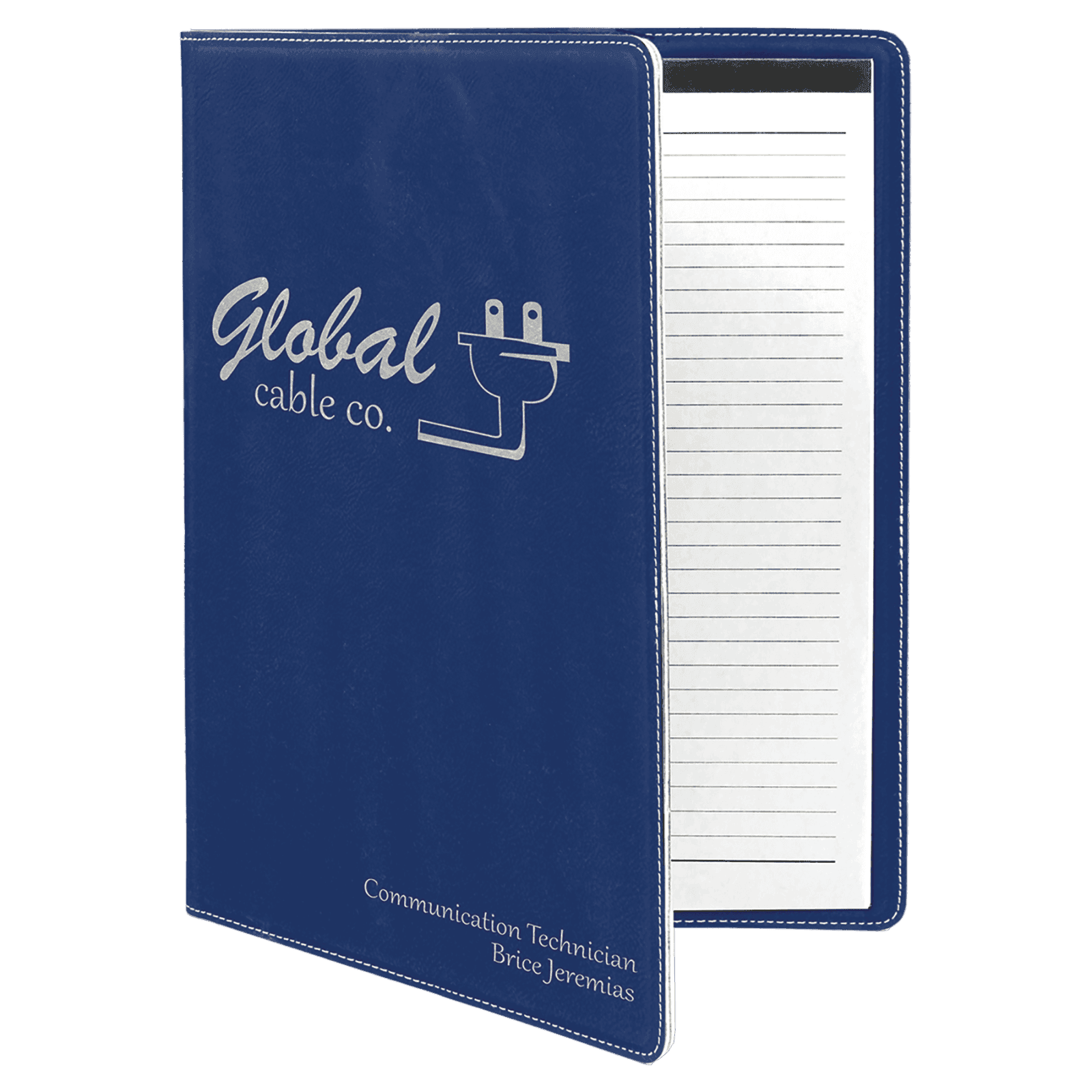 Blue/Silver Leatherette Portfolio with Notepad