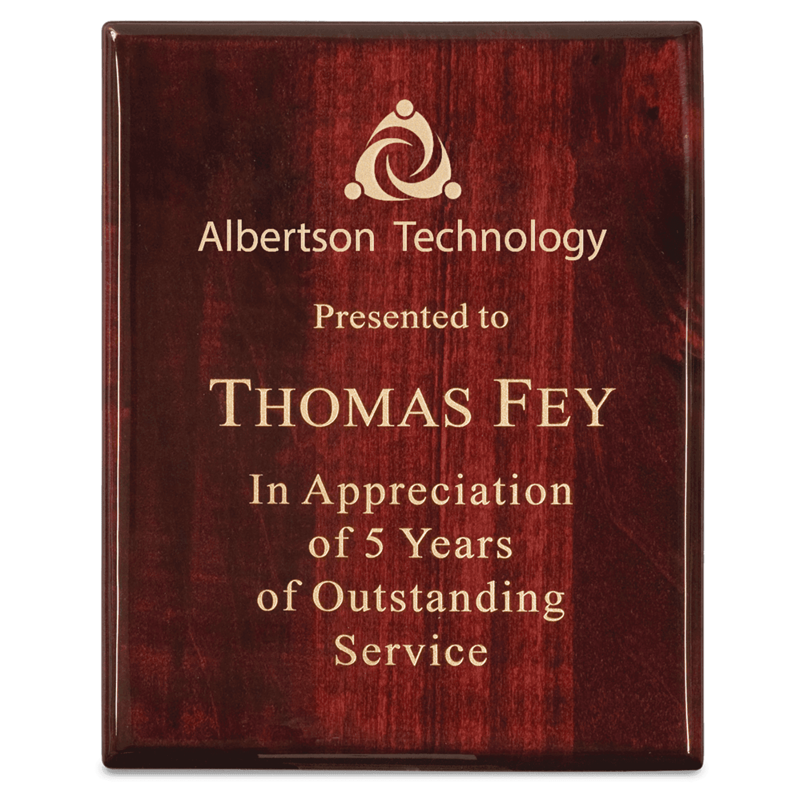 8" x 10" Premium Rosewood Piano Finish Plaque