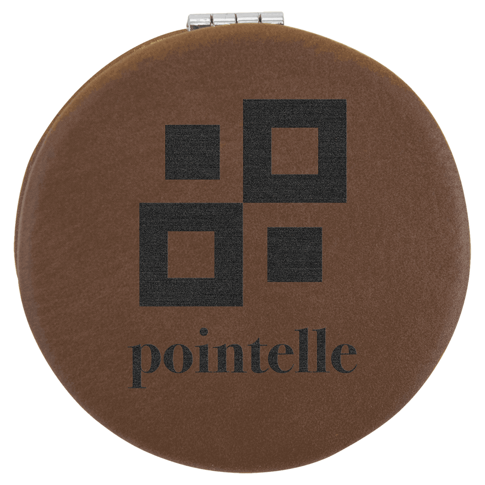Dark Brown Lasered Leatherette Compact Mirror
