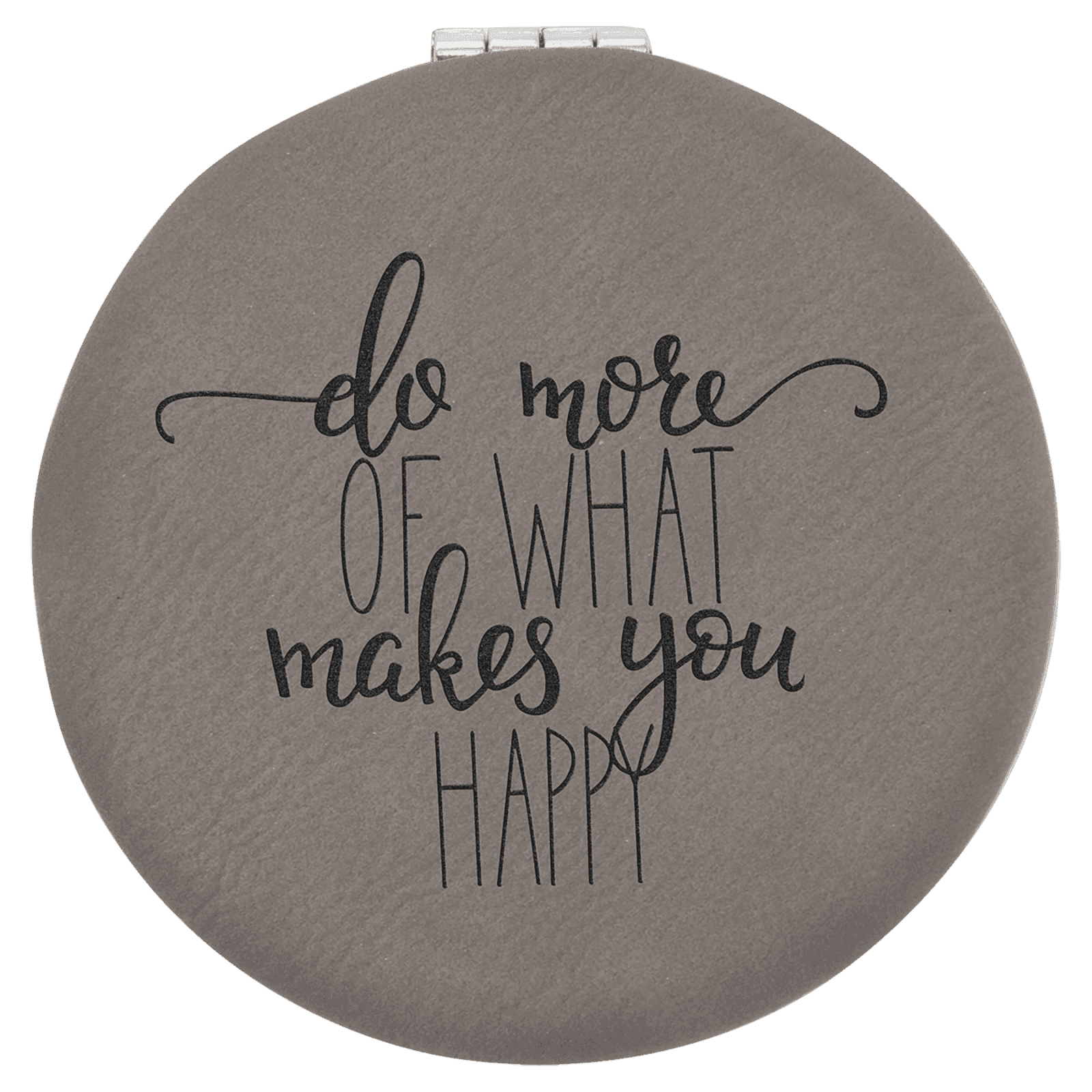 Gray Lasered Leatherette Compact Mirror