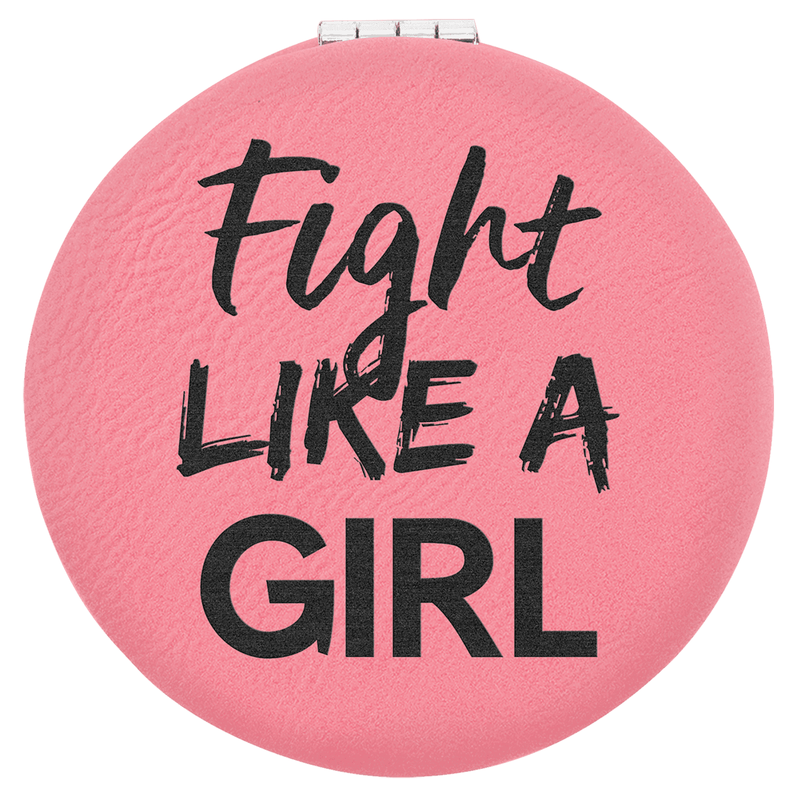 Pink Lasered Leatherette Compact Mirror