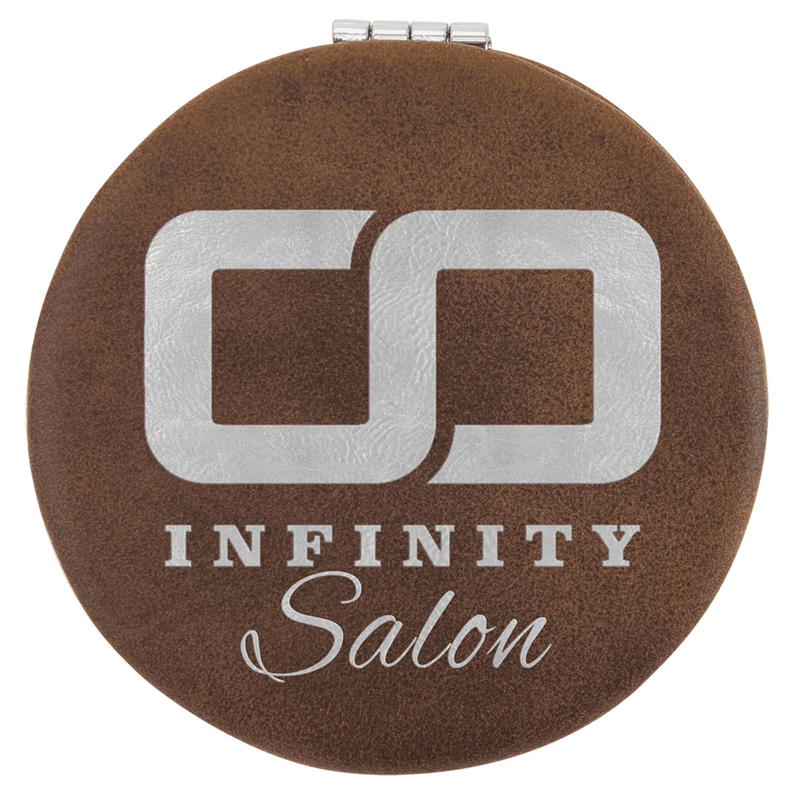 Rustic/Silver Lasered Leatherette Compact Mirror