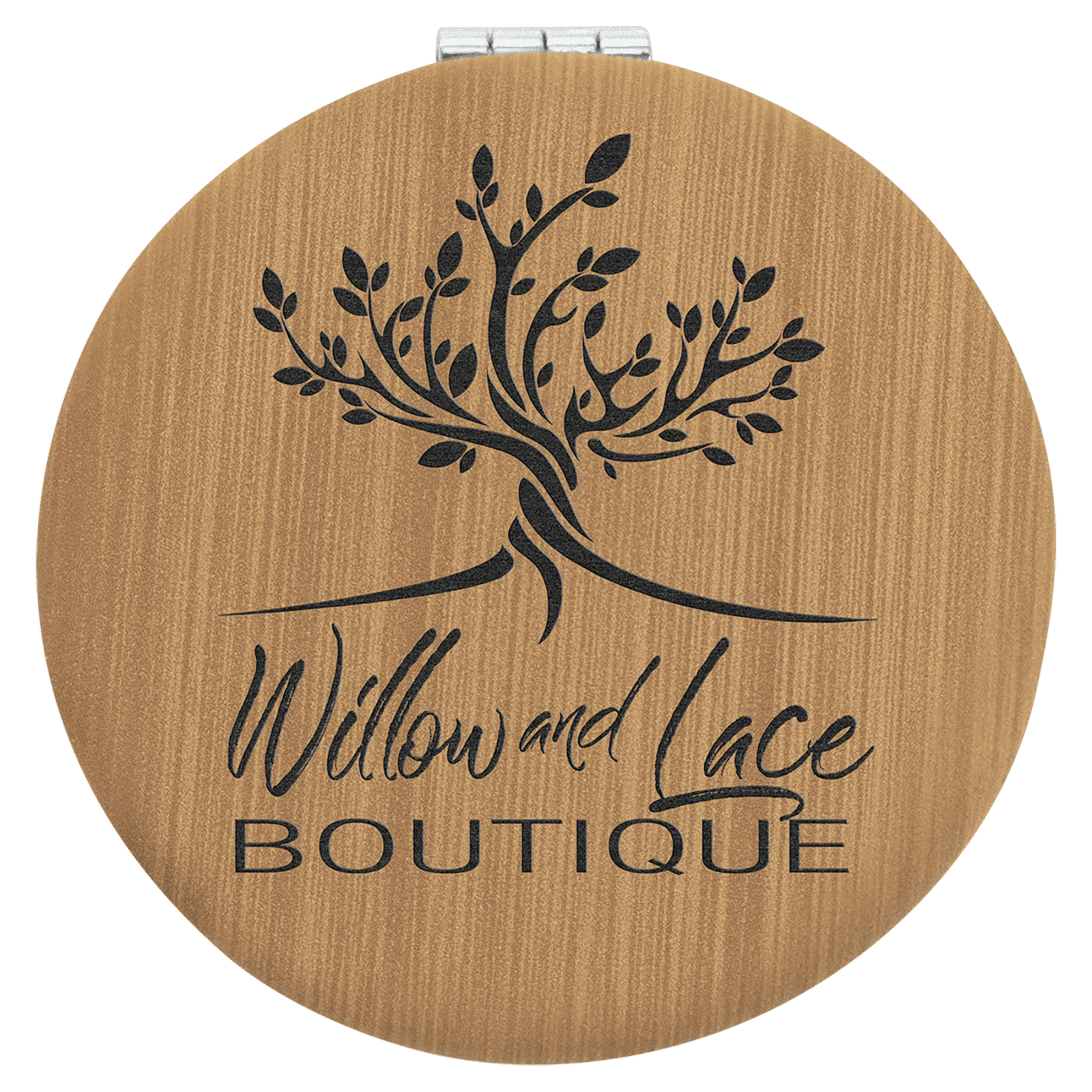 Bamboo Lasered Leatherette Compact Mirror