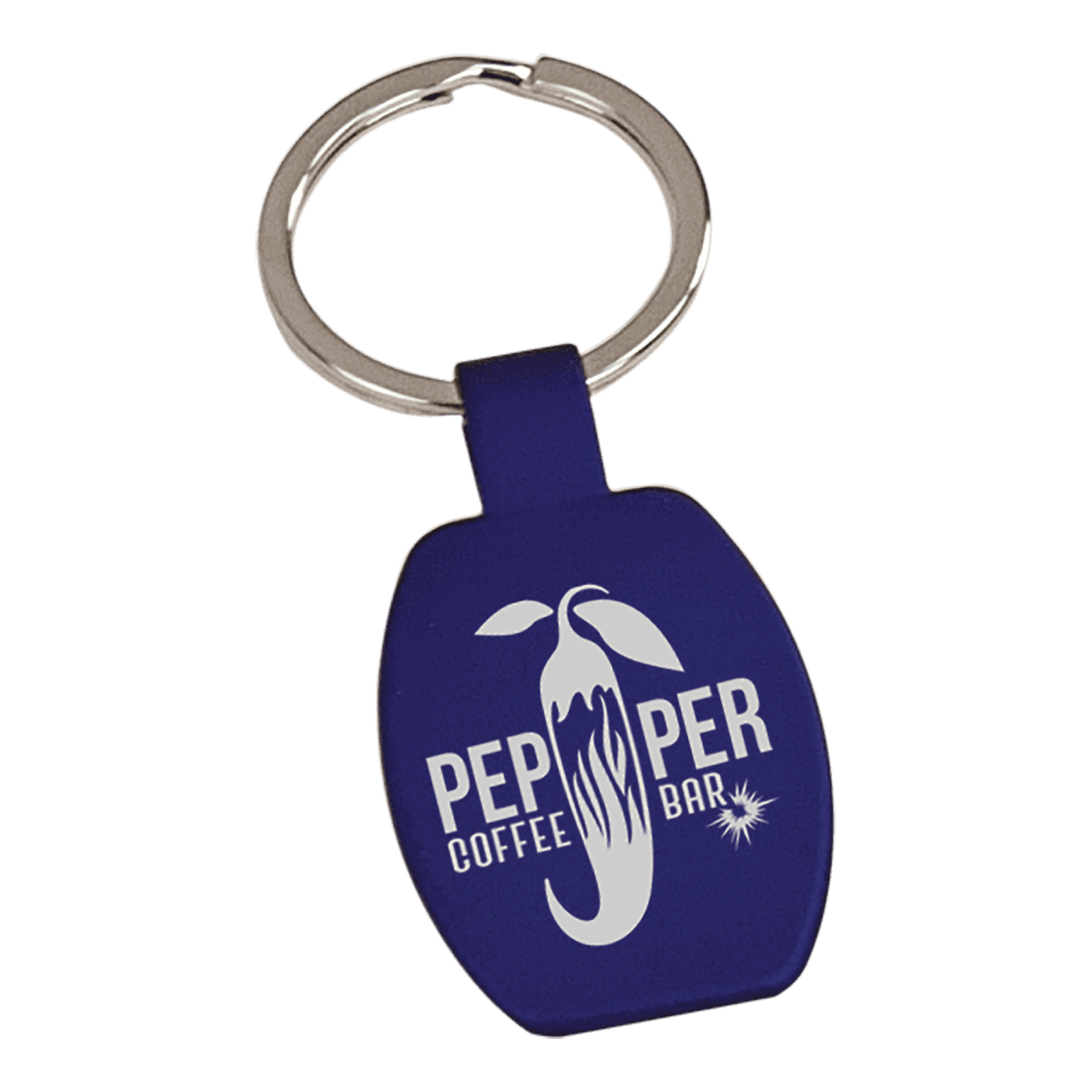 Blue Rectangle Metal Keychain