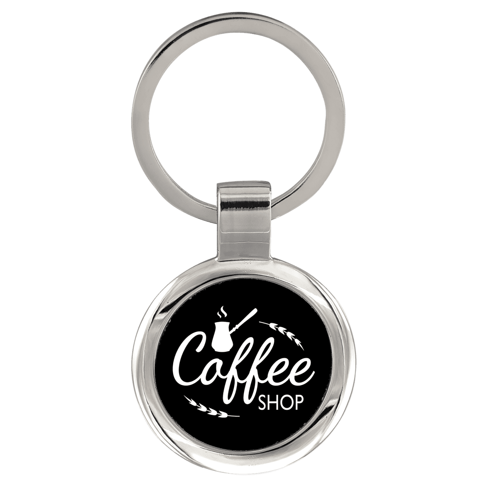 Black Anodized Aluminum Round Keychain