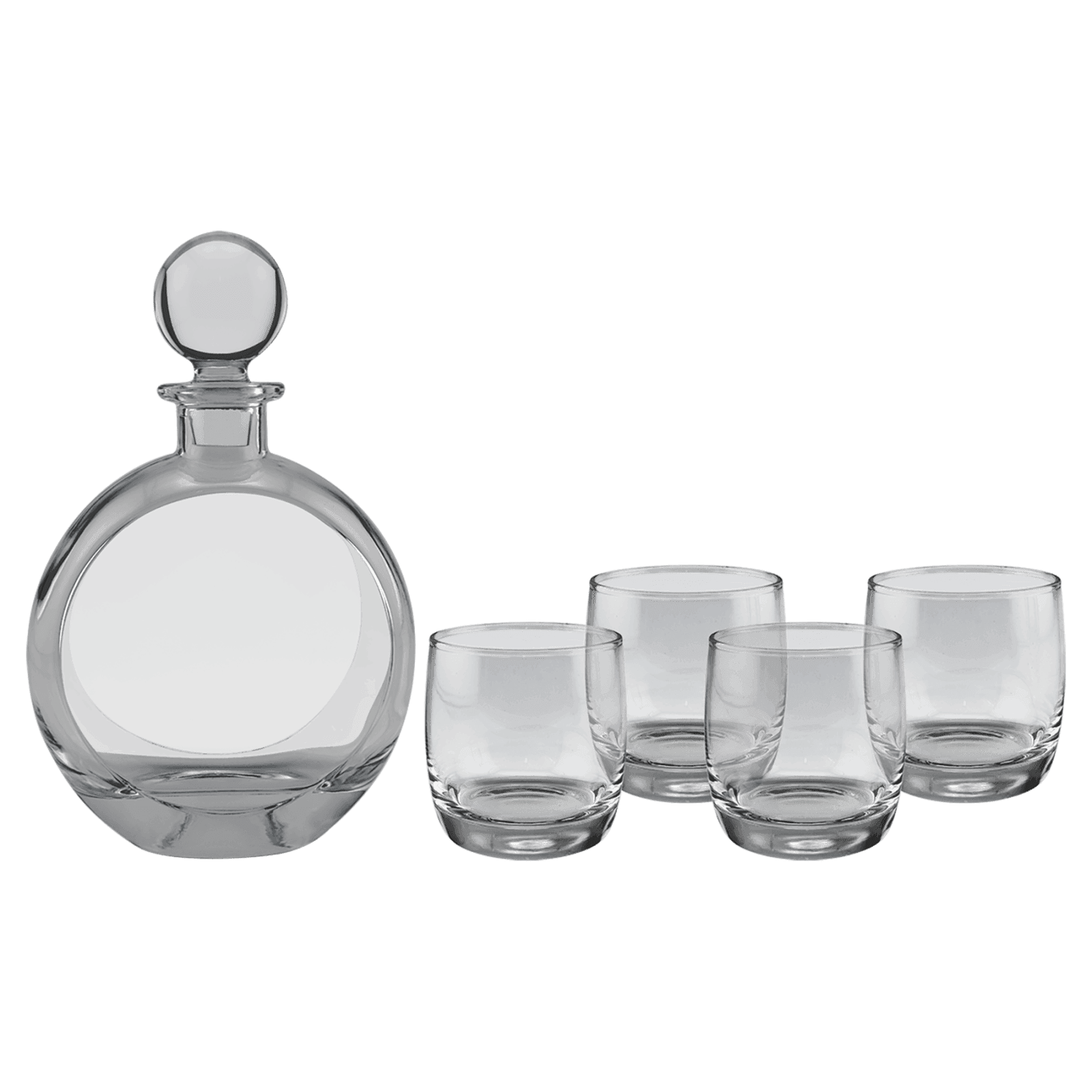 740 ML Polar Camel Round Decanter wth 4-10 oz. Round Rocks Glasses-Set of 4